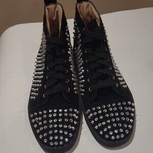 #46 Brand New Imitated LTTL Black Suede lace-up  boots with full spikes